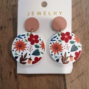 Fashion Jewelry Floral Earrings - Red, Orange, Blue